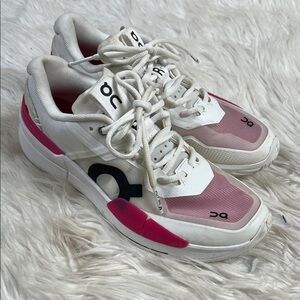 On Clouds Women's White and Pink Performance Sneakers